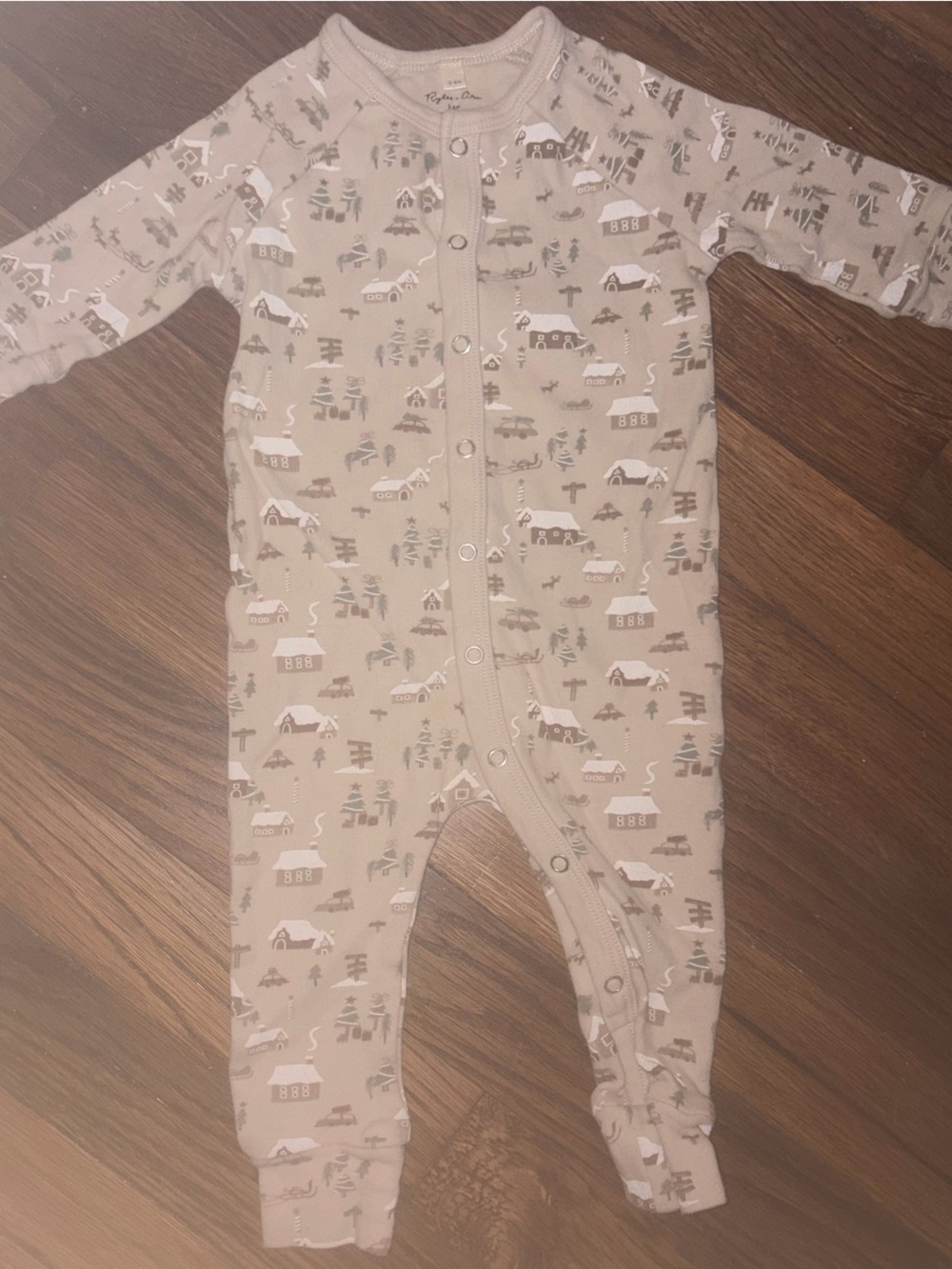 Rylee + Cru Baby Beige Footless Pajamas Christmas/Cabin